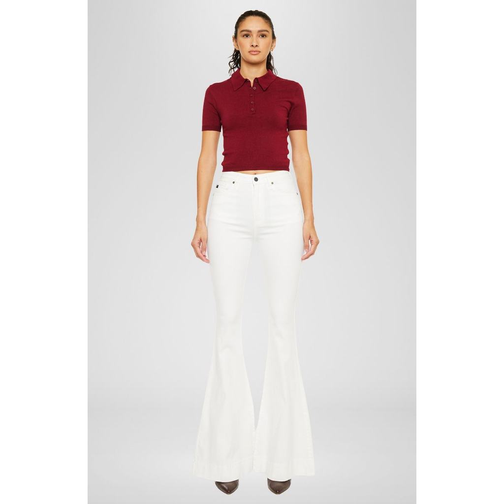 Kancan Braelynn Essentials High Rise Super Flare Jeans In White