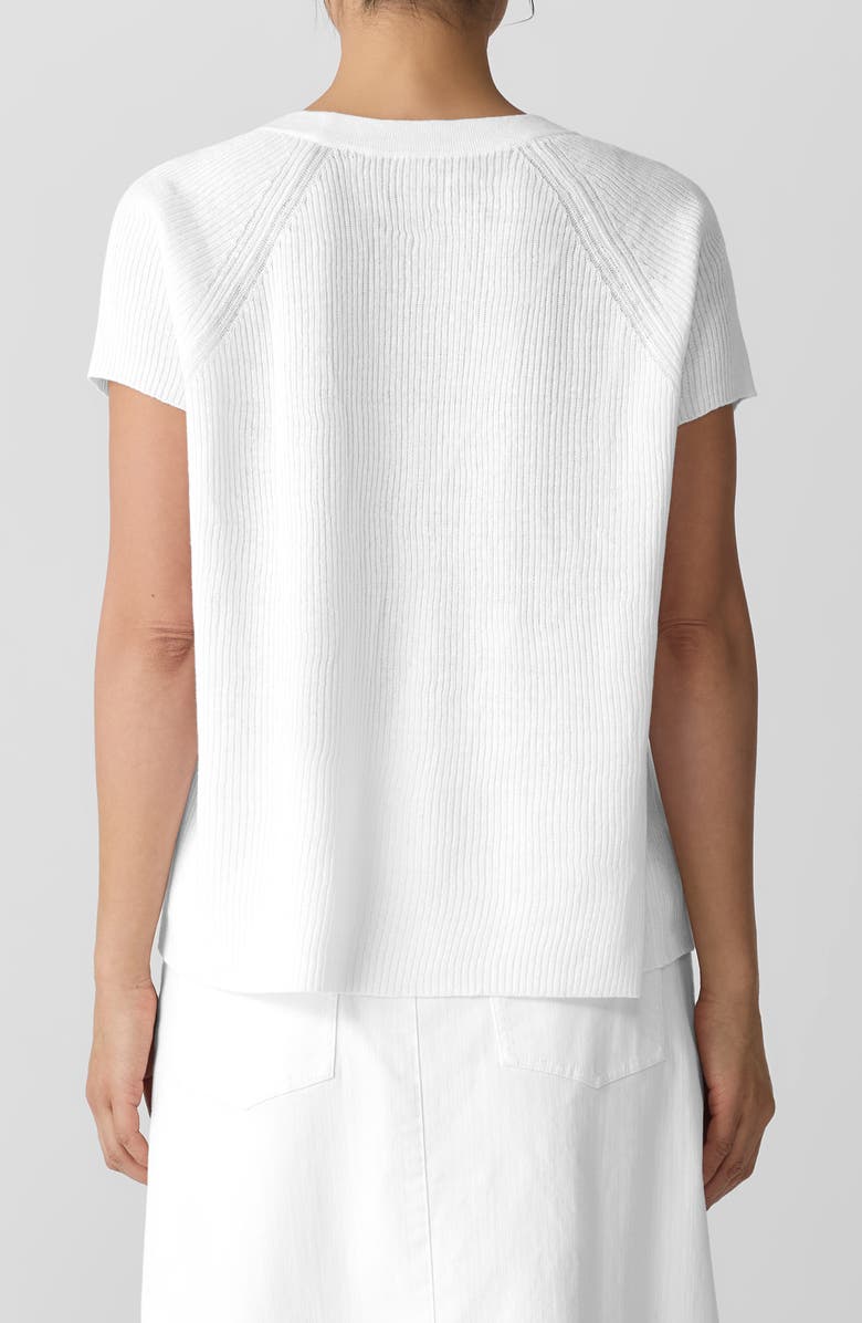 Eileen Fisher Rib Organic Linen & Organic Cotton Sweater, Alternate, color, White