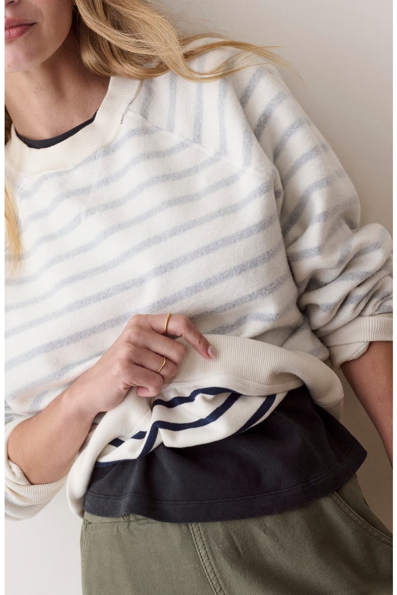 Cloud 9 Fleece Reversible Crewneck Sweatshirt, Alternate, color, ANTIQUE WHITE / NAVY
