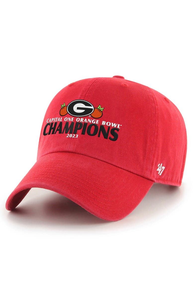 '47 Men's '47 Red Georgia Bulldogs 2023 Orange Bowl Champions Clean Up Adjustable Hat, Alternate, color,