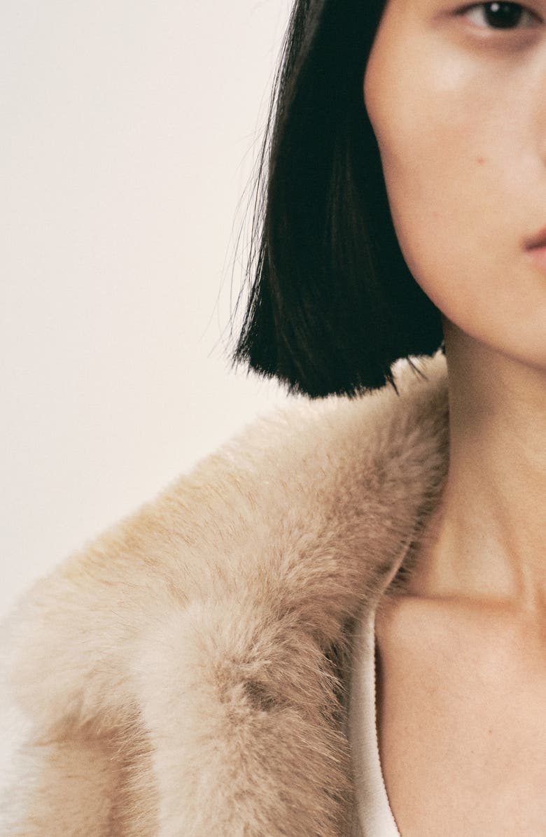 MANGO Button Front Faux Fur Coat, Alternate, color,