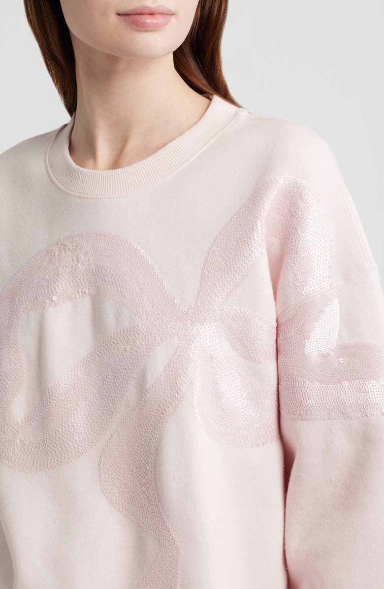 LoveShackFancy Palo Sequin Embellished Cotton Blend Sweatshirt, Alternate, color, Wistful Pink