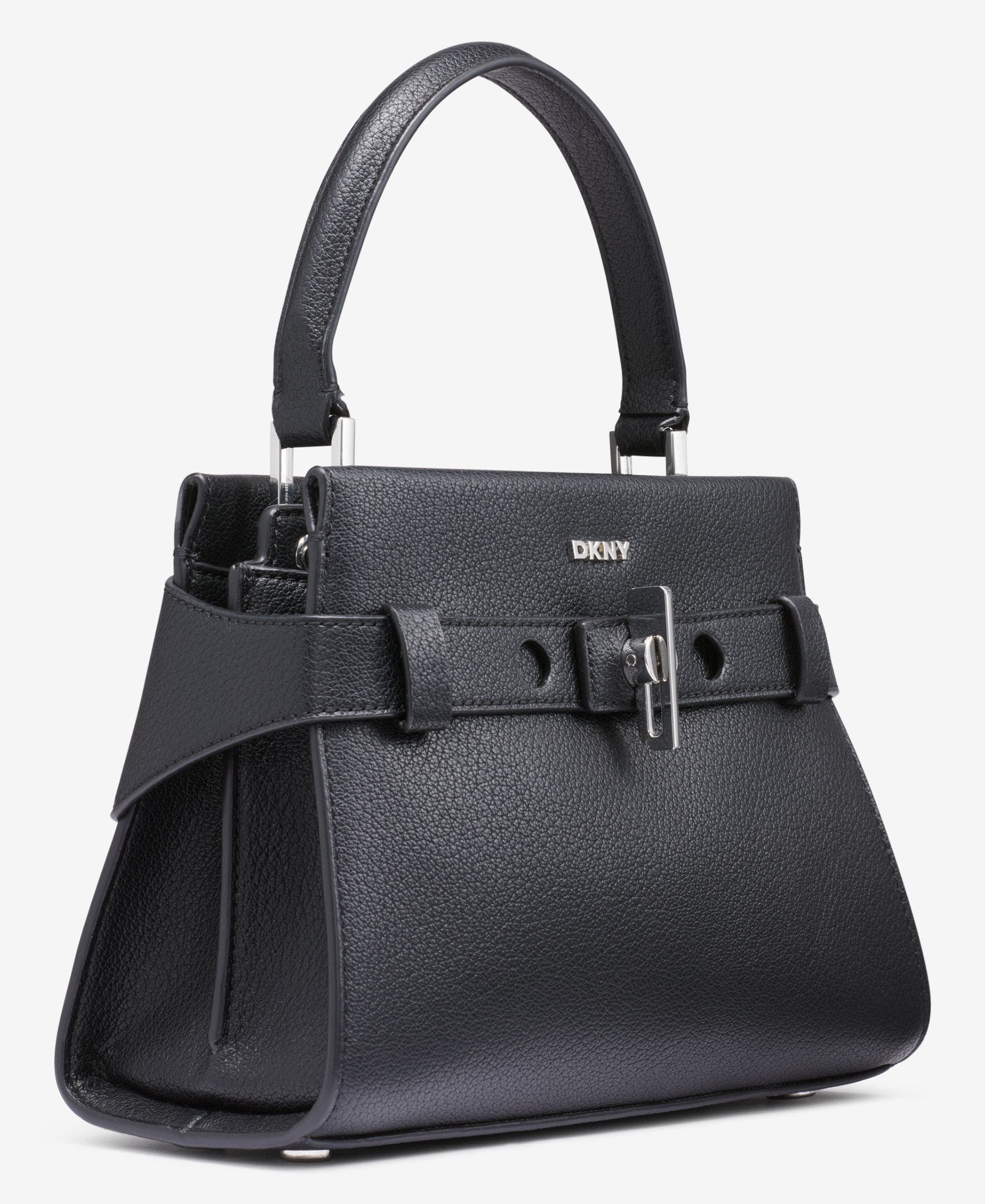 DKNY Bleeker Small Satchel, Alternate, color, Black/Silver