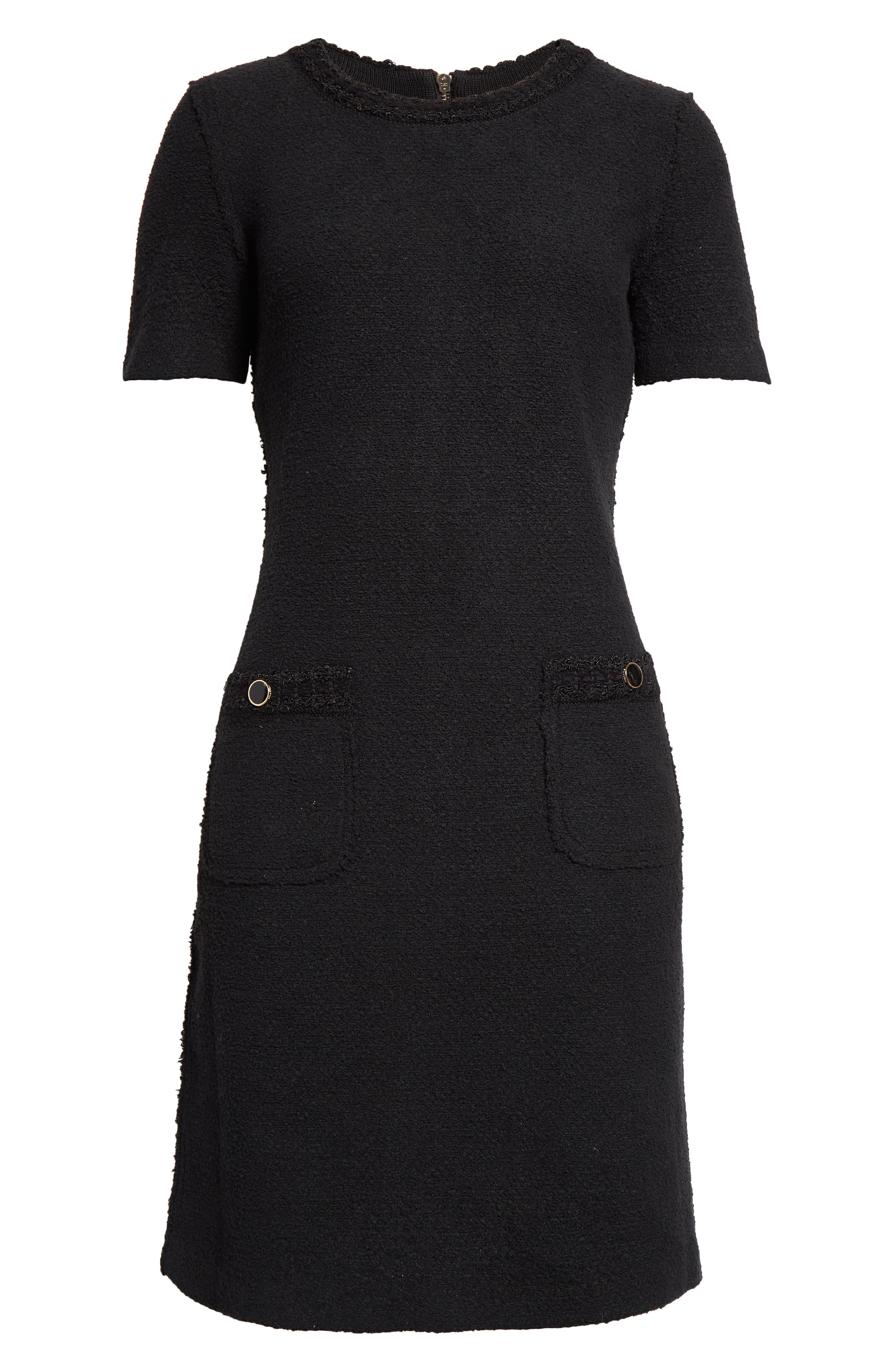 st john boucle knit dress St. John Empire-Waist Boucle Tweed Knit Midi Dress