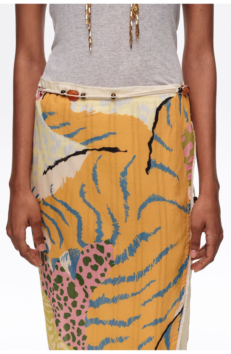Bimba y Lola Patchwork Linen Sarong Skirt, Alternate, color, Wild