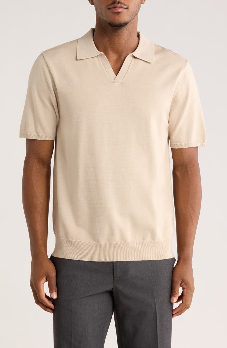 M Magaschoni Johnny Collar Short Sleeve Polo, Main, color, Sand