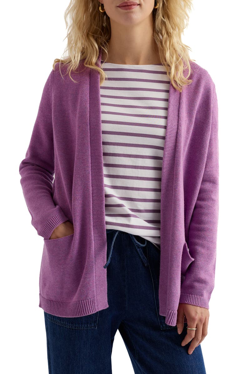 Seasalt Cornwall Riverboat Organic Cotton Cardigan, Main, color, Orchid