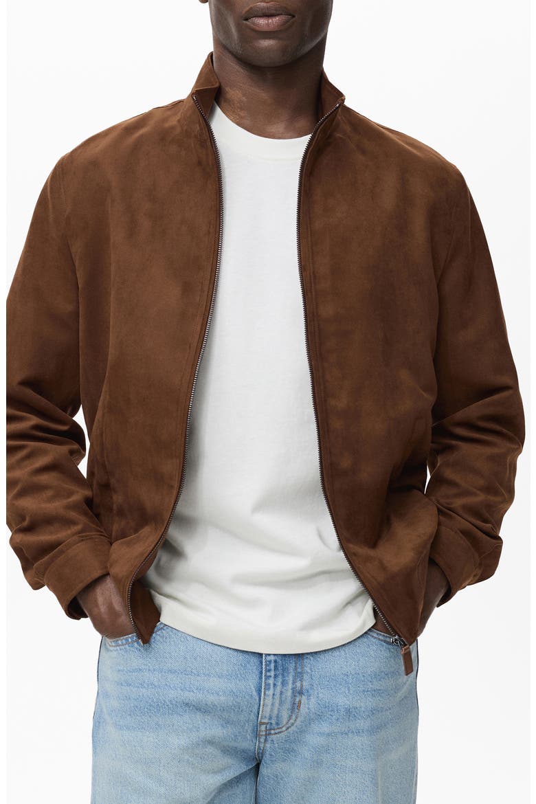 Faux Suede Jacket, Main, color, COGNAC