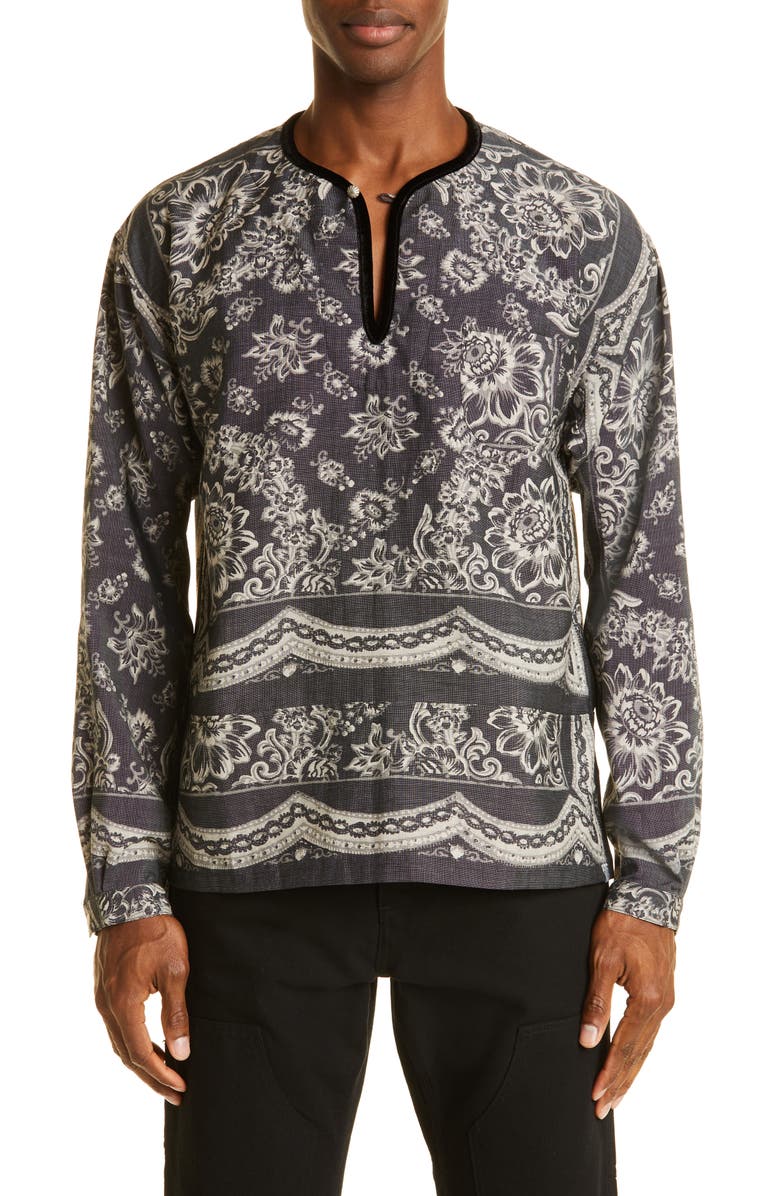 VISVIM Floral Wool & Linen Pullover Tunic, Main, color, 