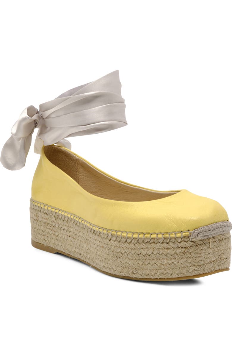 Free People Starboard Ankle Wrap Platform Espadrille, Main, color, Lemon