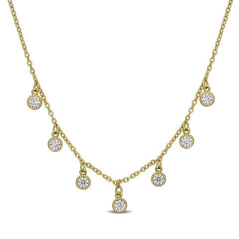 Lab-Created White Sapphire Station Necklace