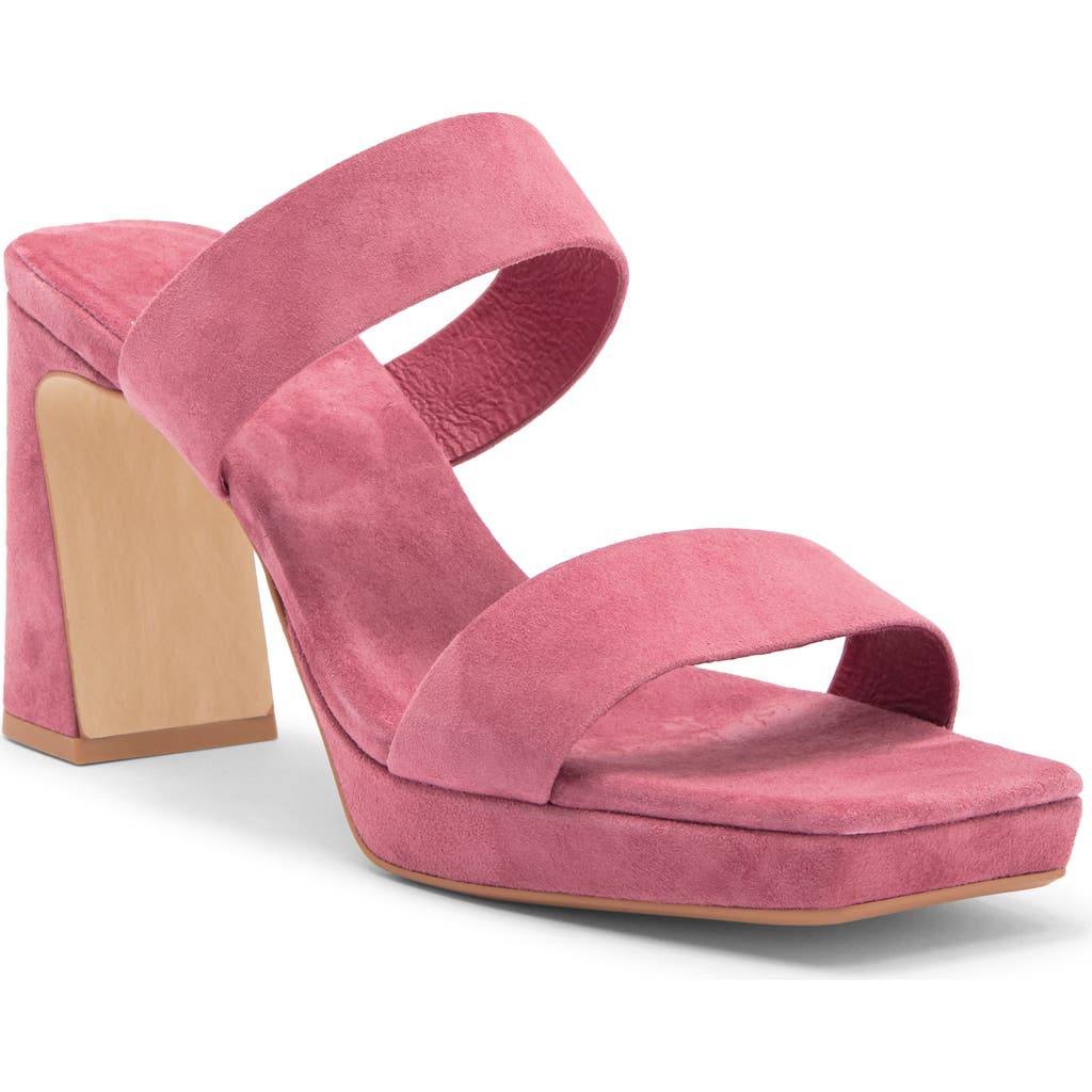 Jeffrey Campbell Danity Platform Slide Sandal In Deep Pink Suede