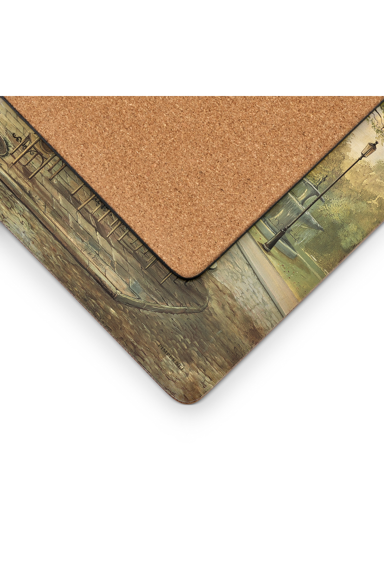 Parisian Scene Set of 4 Cork Back Placemats, Alternate, color, Multi