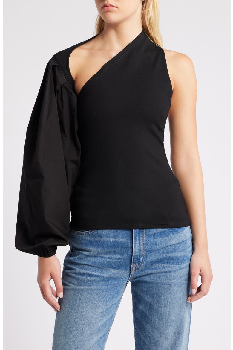 Grove One-Shoulder Top, Main, color, BLACK