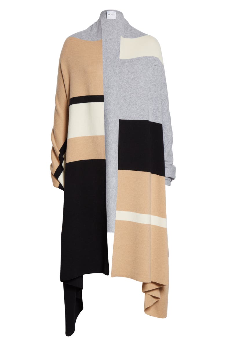 St. John Collection Stripe Cashmere Sweater Wrap, Alternate, color, 