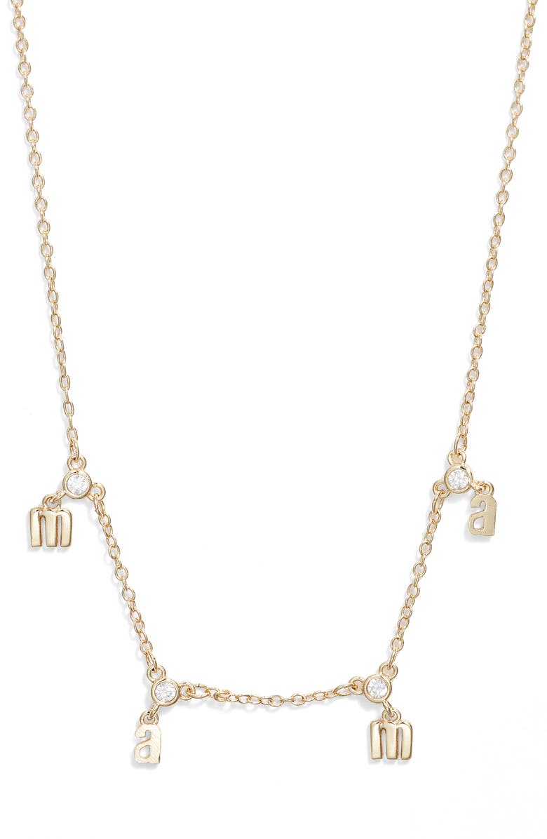 Chelsea28 Demi Fine Cubic Zirconia Mama Charm Necklace, Alternate, color, Clear- Gold