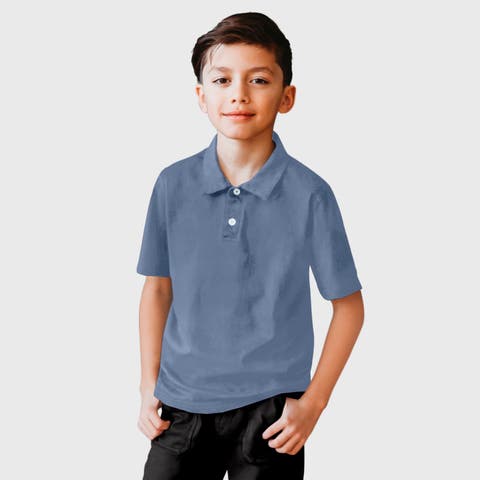 Boys Soft 100% Cotton Jersey 2-Button Short Sleeve Polo Shirt