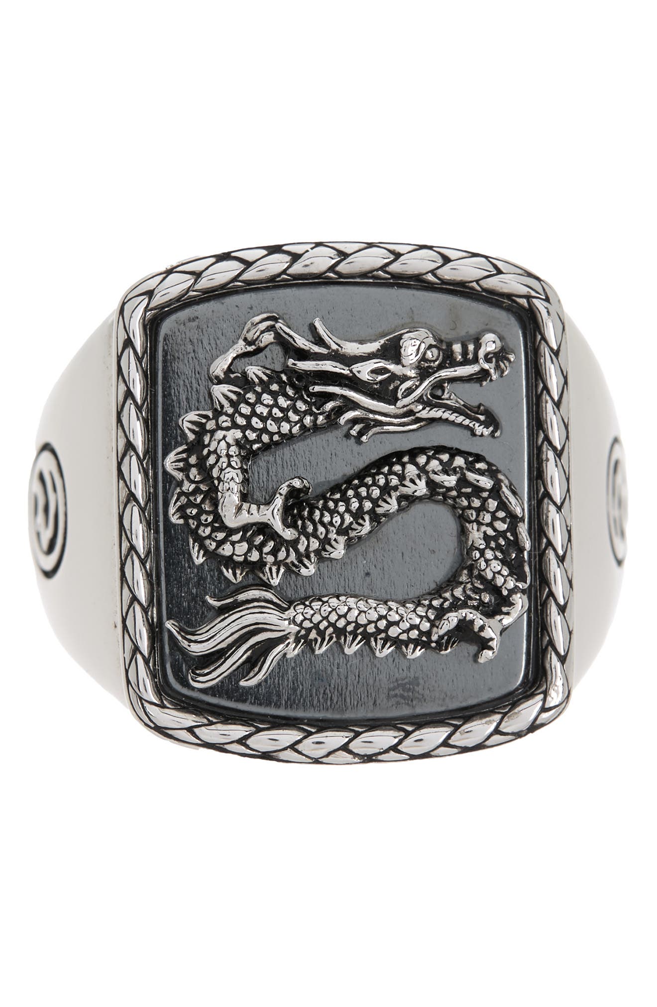 EFFY Sterling Silver Hematite Dragon Signet Ring - Size 10