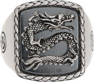 EFFY Sterling Silver Hematite Dragon Signet Ring - Size 10