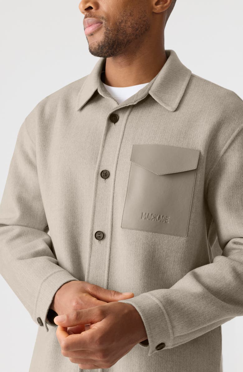 Mackage Emmanuel Double Face Wool Overshirt, Alternate, color, Taupe Mix-Taupe