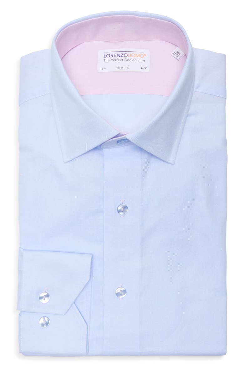 Trim Fit Textured Cotton Shirt, Alternate, color, SKY BLUE
