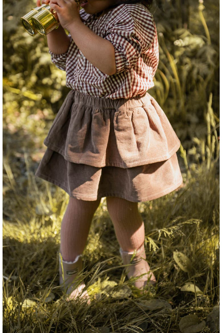 Kids' Tiered Corduroy Skirt, Alternate, color, PORTOBELLO