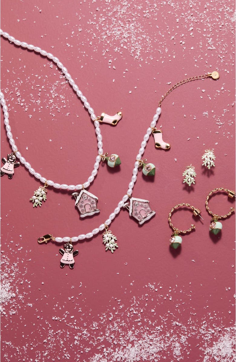 Alex and Ani Pink Christmas Beaded Charm Necklace, Alternate, color, Gold