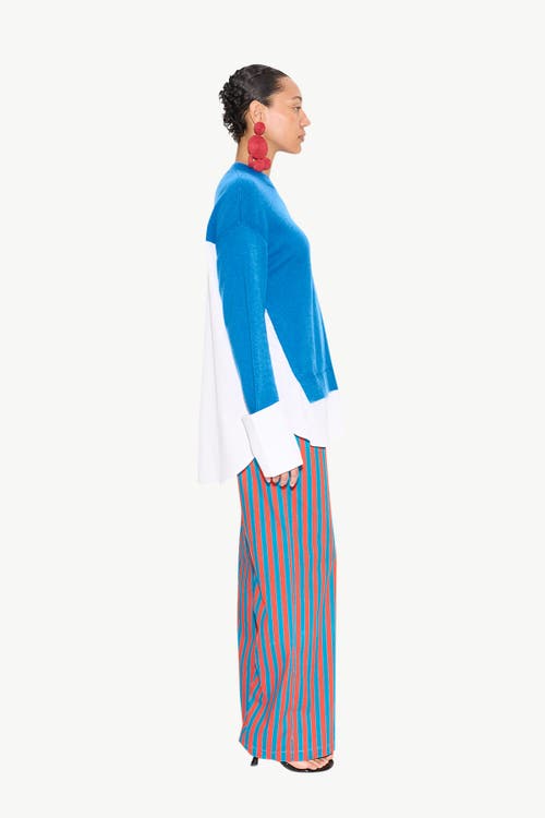 Simonmiller Pip Poplin Combo Sweater In Vivid Sky/macadamia