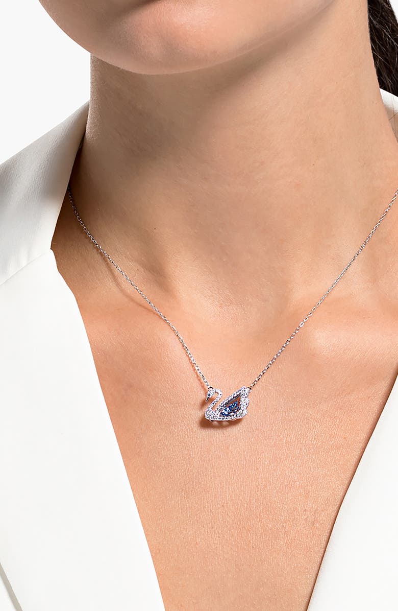 Swarovski Crystal Swan Pendant Necklace, Alternate, color, Blue