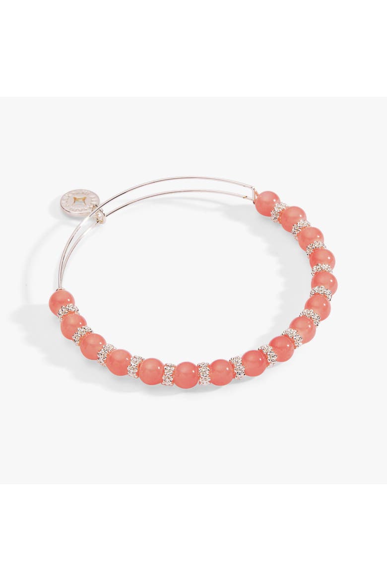 Cherry Quartz Beaded Charm Bangle, Main, color, Silver