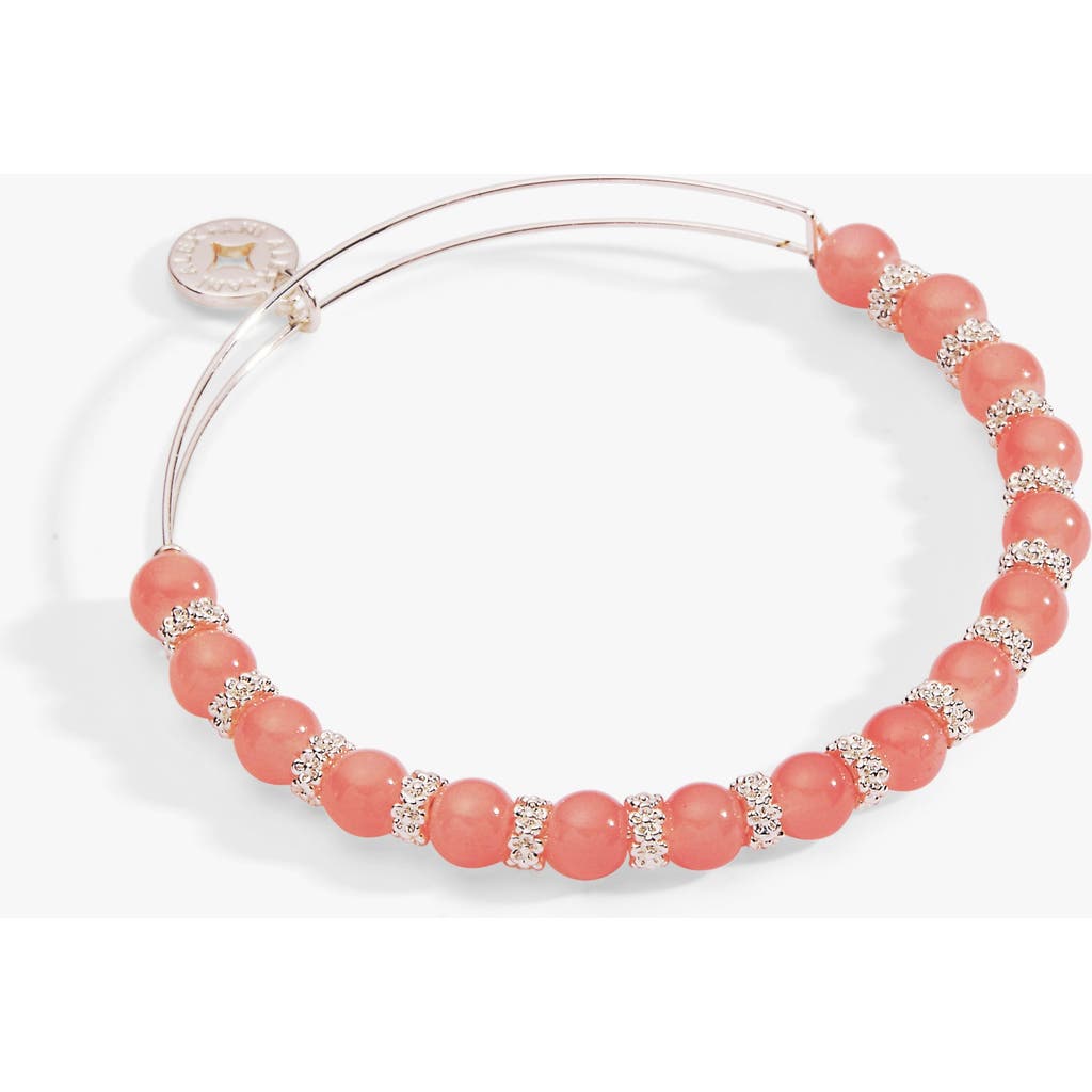 Alex and Ani Cherry Quartz Beaded Charm Bangle in Silver at Nordstrom