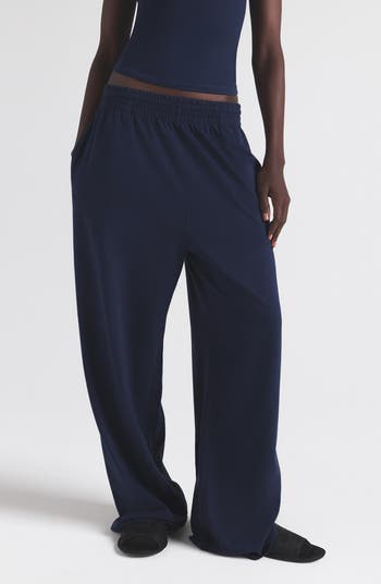 Cotton Blend Jersey Wide Leg Pants