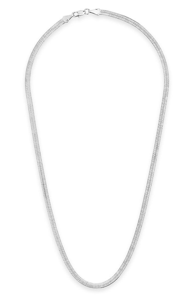 Sterling Forever Sterling Silver Thick Herringbone Chain Necklace, Alternate, color, Silver