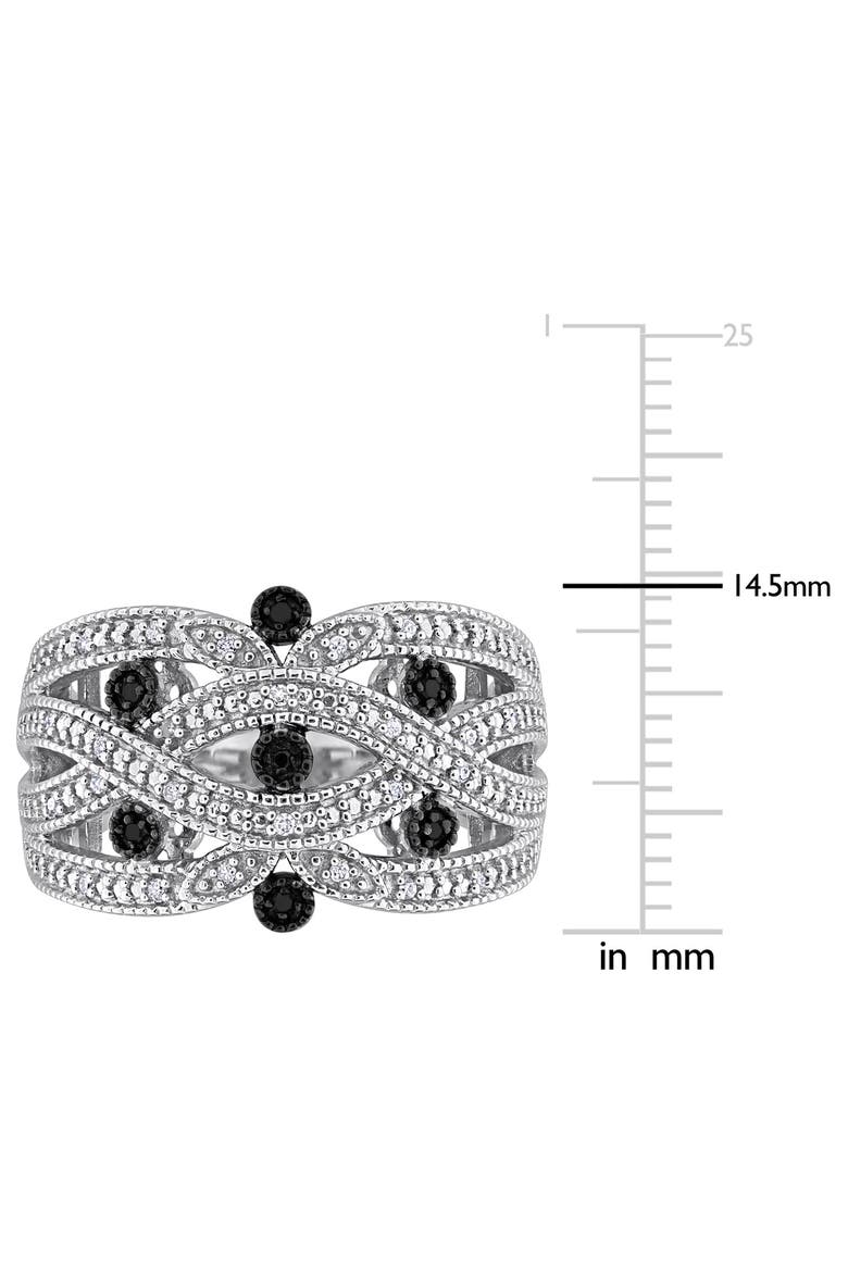 Black and White Diamond Crisscross Ring, Alternate, color, BLACK