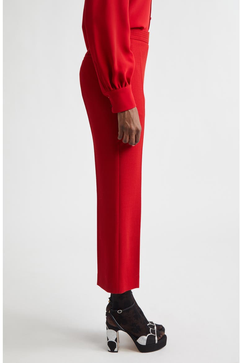 Wool Crepe Crop Flare Pants, Alternate, color, DEEP RED