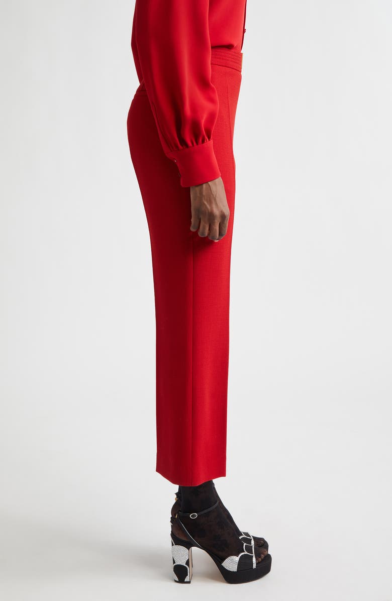 Valentino Wool Crepe Crop Flare Pants, Alternate, color, Deep Red
