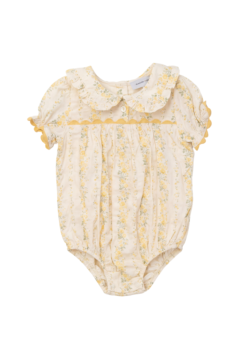 Stripe Floral Bubble Romper, Main, color, Yellow