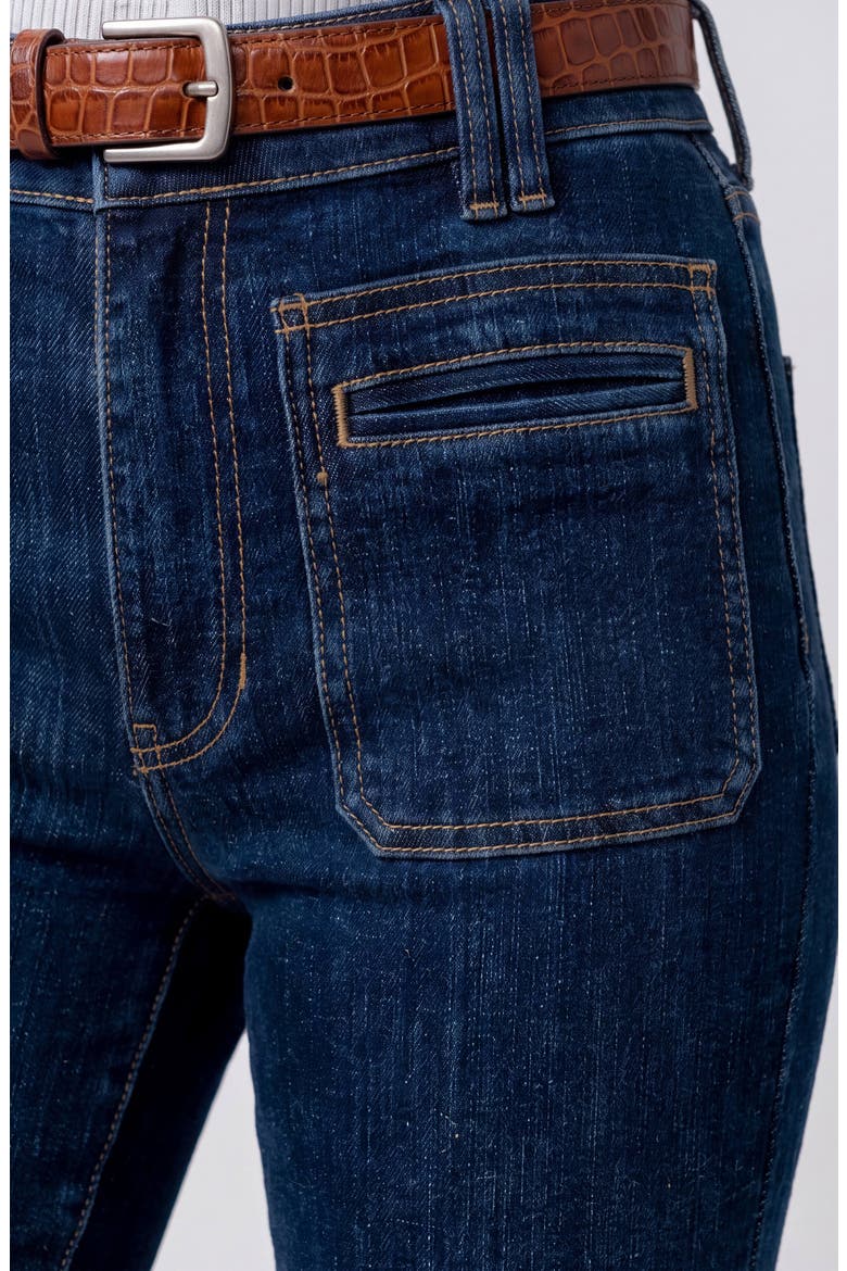 Hannah Patch Pocket Crop Flare Jeans, Alternate, color, COLLEGIATE BLUE