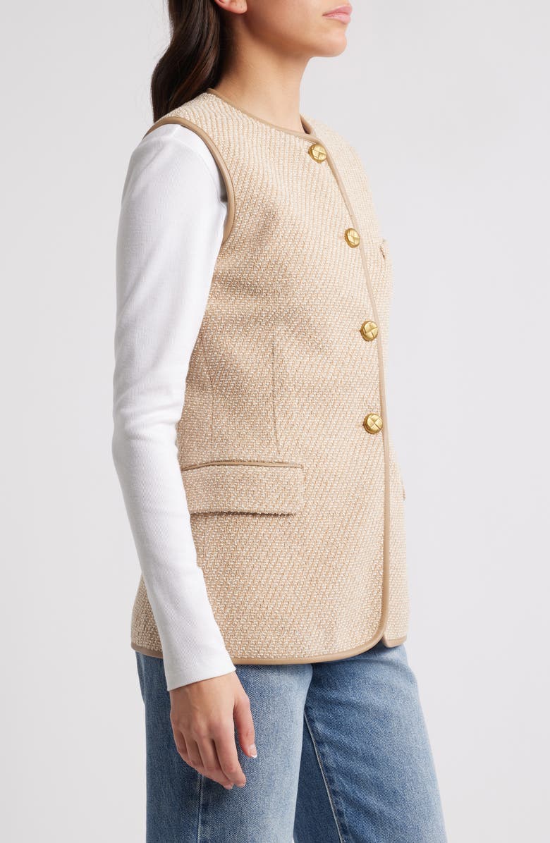 rag & bone Bartlet Cotton Blend Metallic Tweed Vest, Alternate, color, Beige
