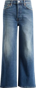 Re/Done High Waist Crop Wide Leg Jeans
