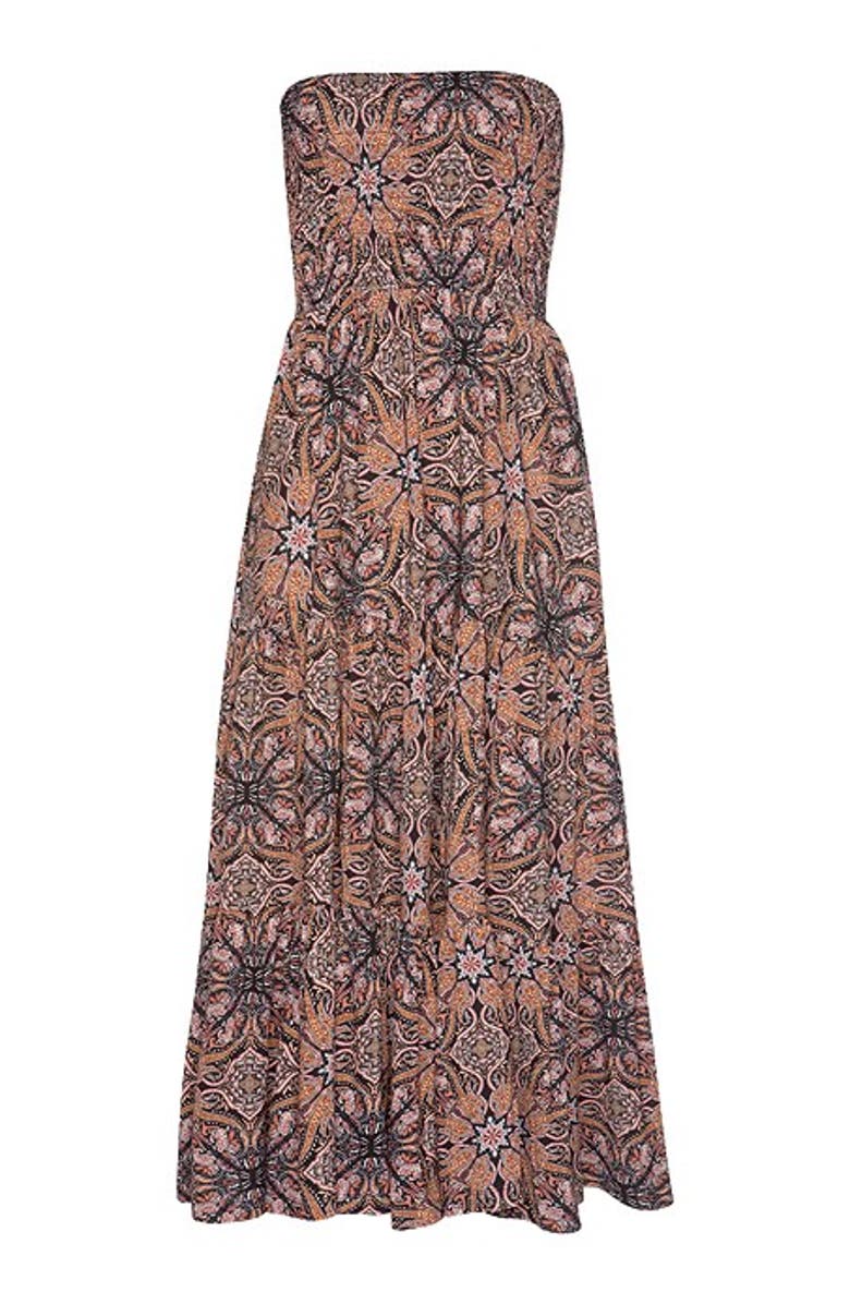 LASCANA Women's Smocked Convertible Maxi Dress, Alternate, color, Brown Multi