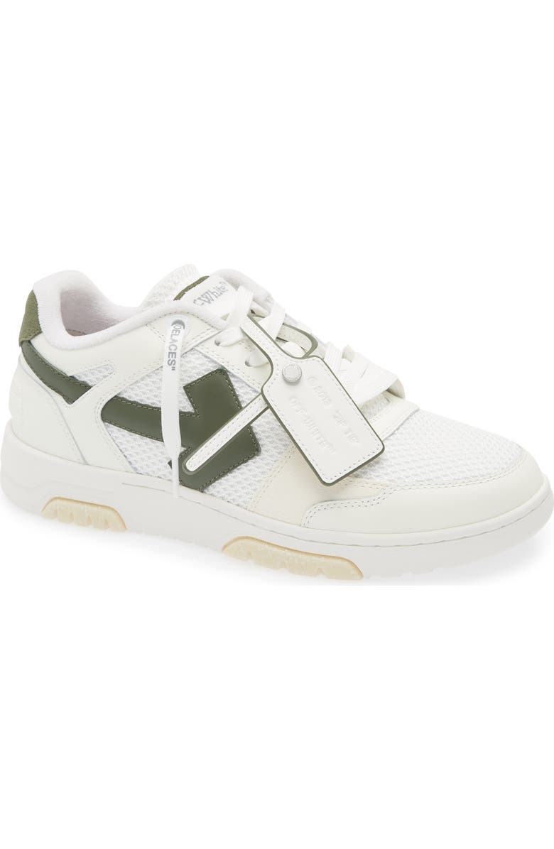 Off-White Slim Out Of Office Low Top Sneaker, Main, color, White - Olive Green