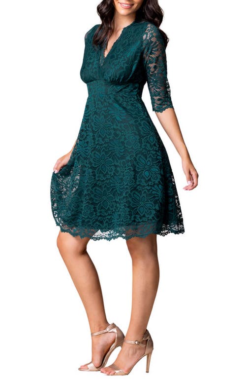 Kiyonna Mademoiselle A-line Lace Cocktail Dress In Emerald Green
