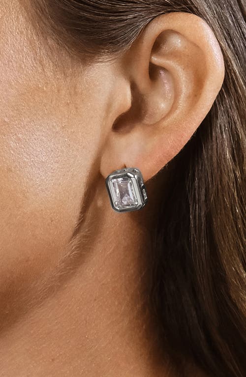 Sterling Forever Camille Bezel Cubic Zirconia Stud Earrings In Silver