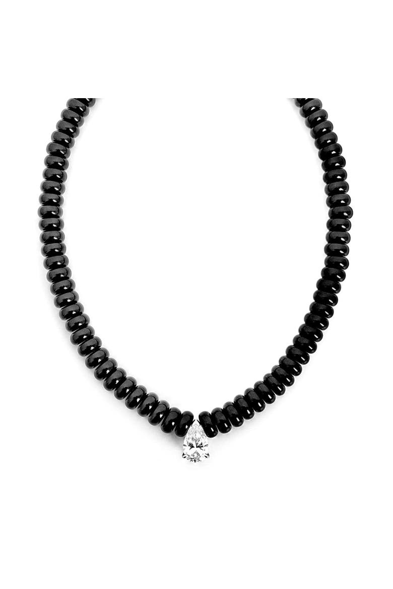The Sloane Black Agate And Moissanite Necklace, Main, color, Black