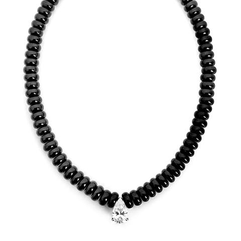 The Sloane Black Agate And Moissanite Necklace