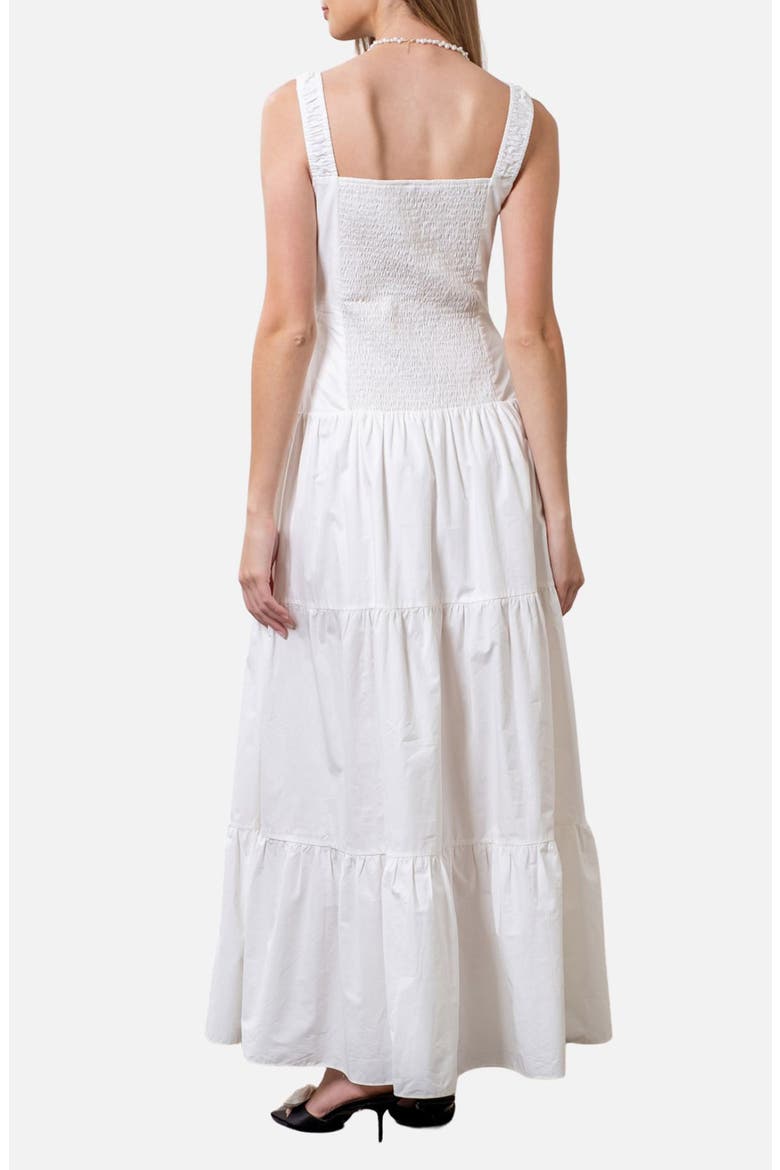 Sleeveless Tiered Cotton Midi Sundress, Alternate, color, WHITE