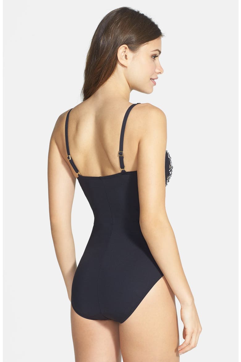 'Diamond in the Rough' Twist Maillot, Alternate, color, BLACK
