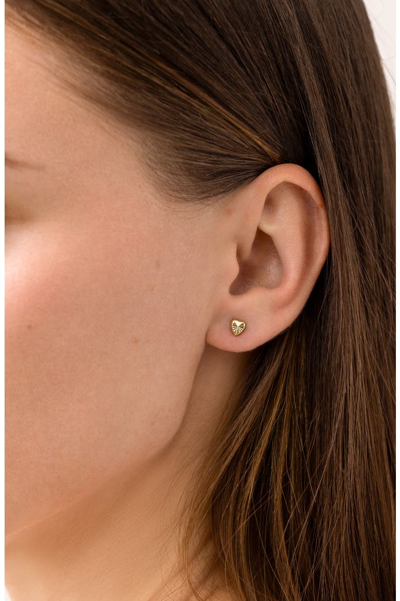 14K Gold Heart Studs, Alternate, color, 14K YELLOW GOLD