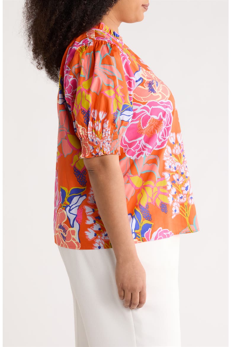 Reign Floral Cotton Puff Sleeve Top, Alternate, color, ORANGE-MULTI